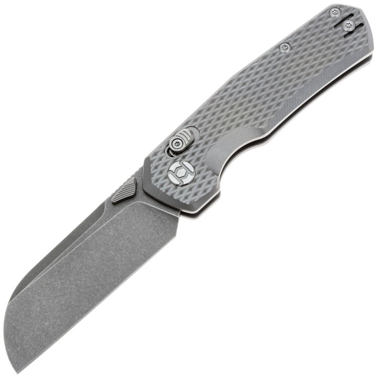 Нож Kunwu Compact CHAD stonewash сталь PM-60 рукоять Diamond Texture Gray Ti
