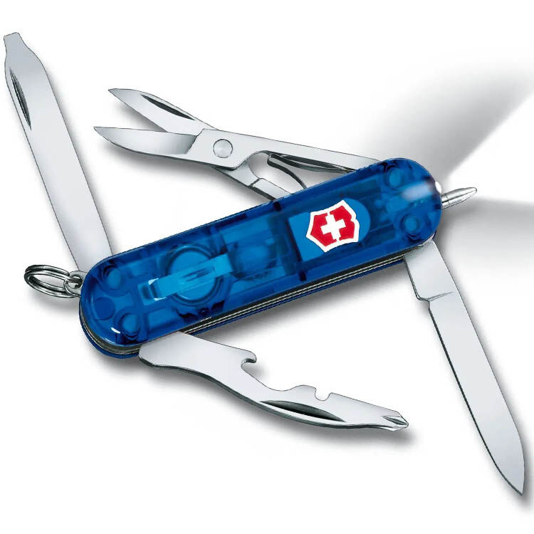 Нож-брелок Victorinox Classic Midnite Manager Transparent Blue 58мм. (0.6366.T2)