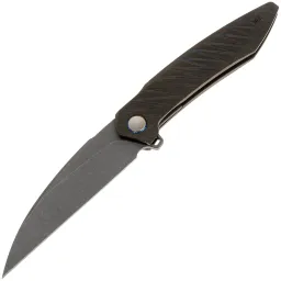 Нож WE Knife Fluxor gray stonewash сталь M390 рукоять Tiger Stripe Flamed Titanium