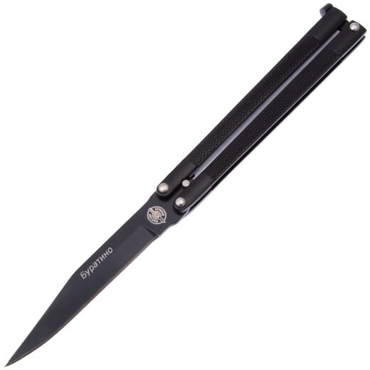 Нож-бабочка Мастер-К Буратино сталь 420 рукоять сталь черная (MK204A) — 