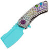 Нож Kansept Mini Korvid light blue сталь S35VN рукоять Gradient Dimples Titanium