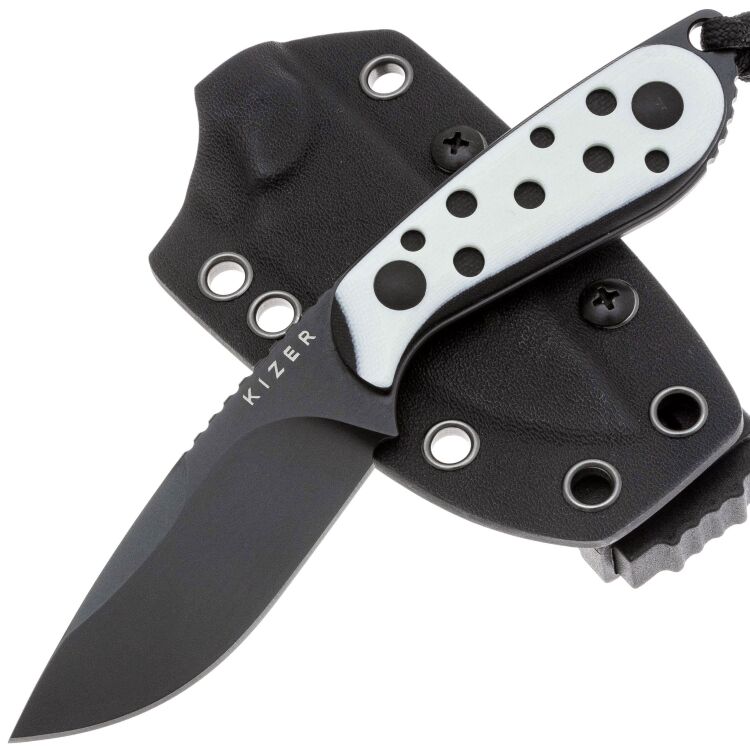 Нож Kizer Buddy black сталь Nitro-V рукоять Black/White G10