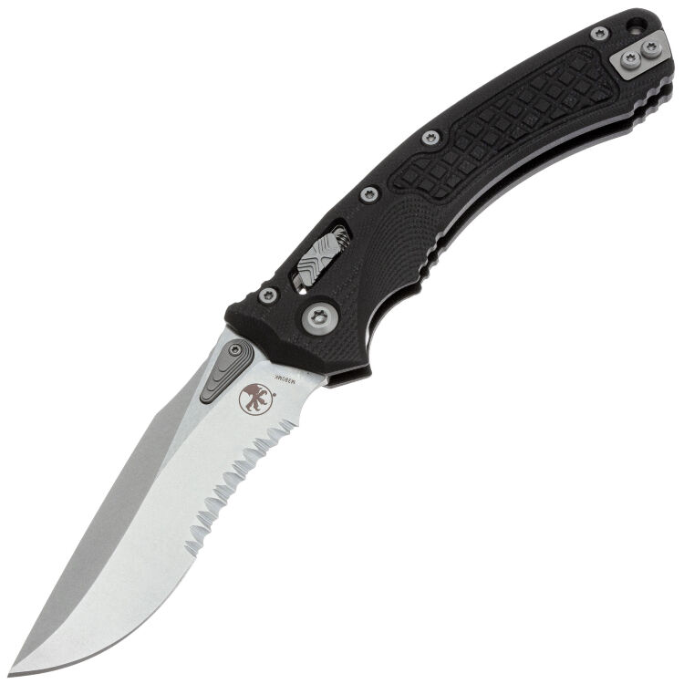 Нож Microtech Amphibian Ram-Lok PS stonewash сталь M390MK рукоять Black Frag G10 (137RL-11FRGTBK)