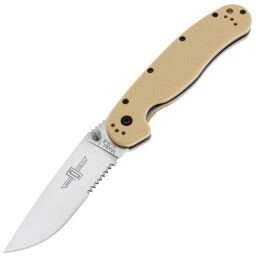 Нож Ontario RAT-1 Satin Serrated сталь AUS-8 рукоять Tan GRN (8849DT)