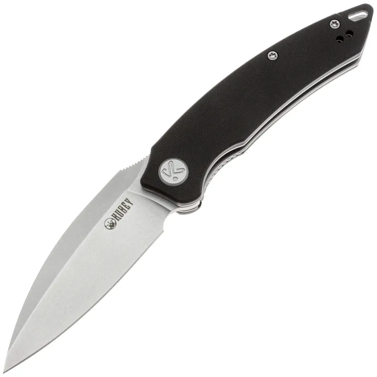 Нож Kubey Leaf stonewash сталь AUS-10 рукоять Black G10
