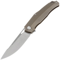 Нож Vanguard Atomic stonewash сталь M390 рукоять Pearl Bronze Titanium