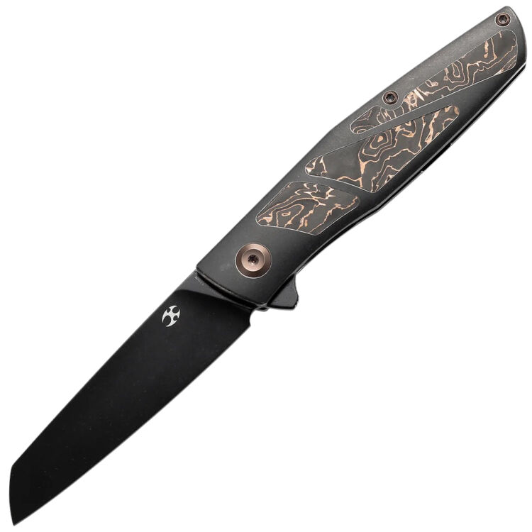 Нож Kansept Cru blackwash сталь S35VN рукоять Blackwash Titanium/Copper Carbon Fiber