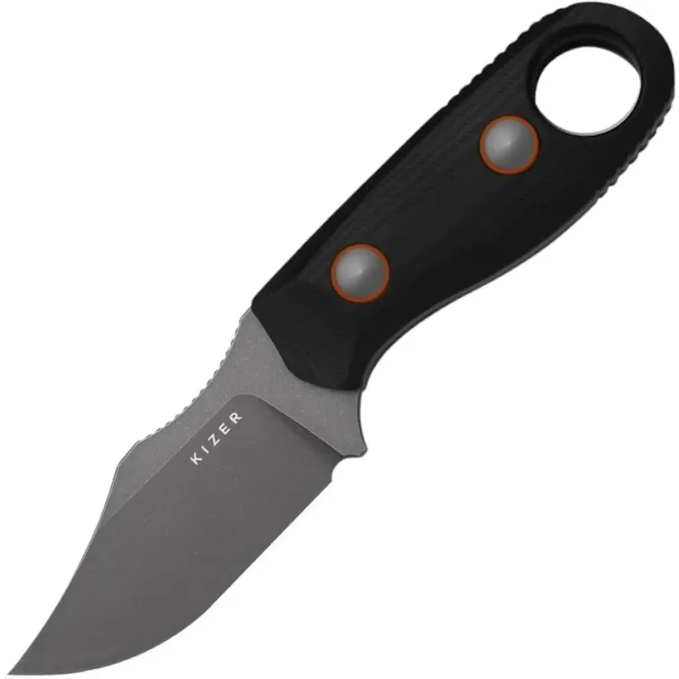 Нож Kizer Beaver 2 grey stonewash сталь D2 рукоять Black G10