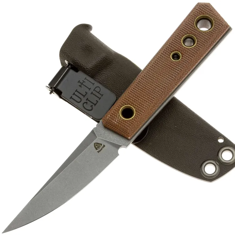 Нож PhantomTools Kwaiken mini сталь Elmax рукоять Brown canvas Micarta