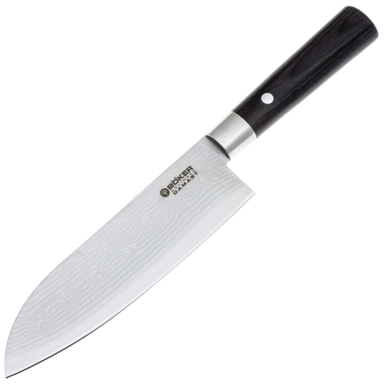 Нож кухонный Boker Black Santoku сталь VG-10/Damascus рукоять Pakka Wood (130417DAM)