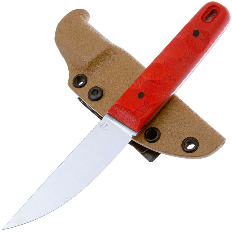 Нож Микро Танто сталь M390 рукоять Red G10 (Дедюхин Г.)