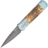 Нож Pro-Tech 2025 Godson Custom 005 сталь Damascus рукоять Fossil Mastodon Bark/Blue Titanium