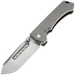 Нож PMP Knives Ultimate Alpha Beast stonewash сталь D2 рукоять Сheckered pattern Titanium