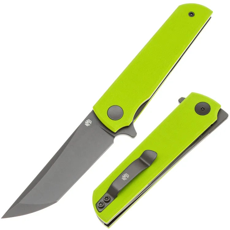 Нож North Mountain Blade Chop Flipper grey сталь 14C28N рукоять Lime Green G10