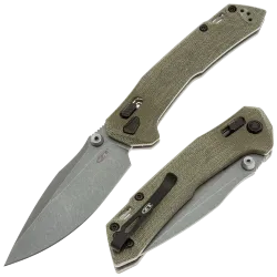 Нож ZT 0203 FSS stonewash сталь M390 рукоять OD Green Canvas Micarta