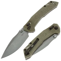 Нож ZT 0203 FSS stonewash сталь M390 рукоять OD Green Canvas Micarta Нож ZT 0203 FSS stonewash сталь M390 рукоять OD Green Canvas Micarta