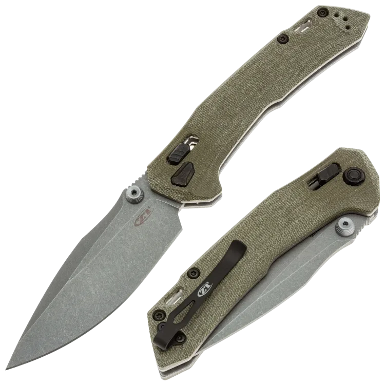 Нож ZT 0203 FSS stonewash сталь M390 рукоять OD Green Canvas Micarta