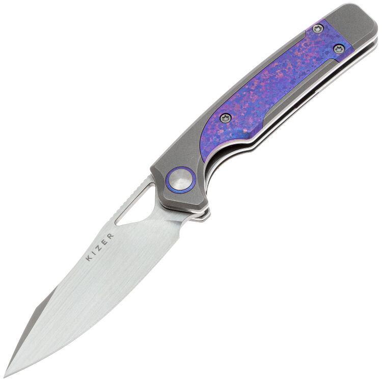 Нож Kizer Ara satin сталь S45VN рукоять Titanium/Purple Snowflake Titanium
