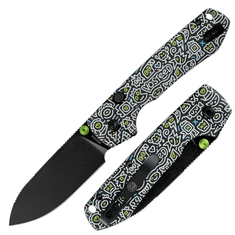 Нож Vosteed Raccoon TLL Drop Point blackwash сталь 14C28N рукоять Doodle Monster G10
