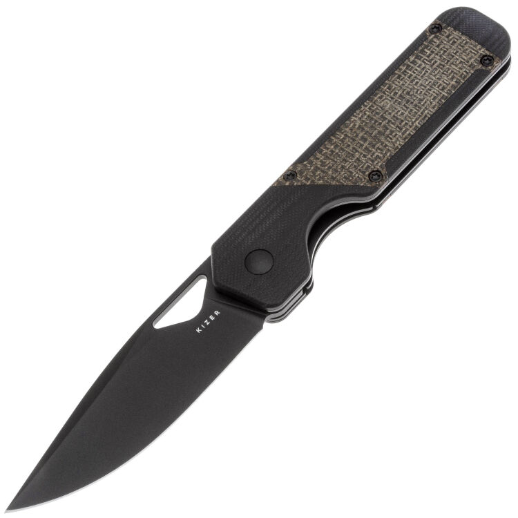 Нож Kizer Militaw black сталь Nitro-V рукоять Black G10/Brown Micarta
