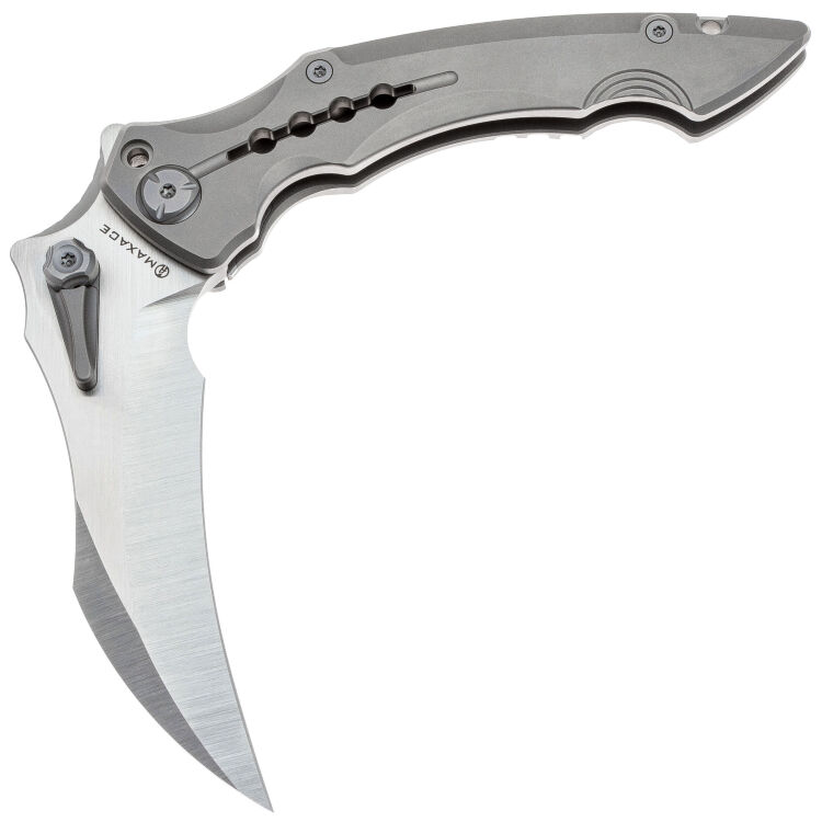 Нож Maxace Hela satin cталь M390 рукоять Grey Titanium