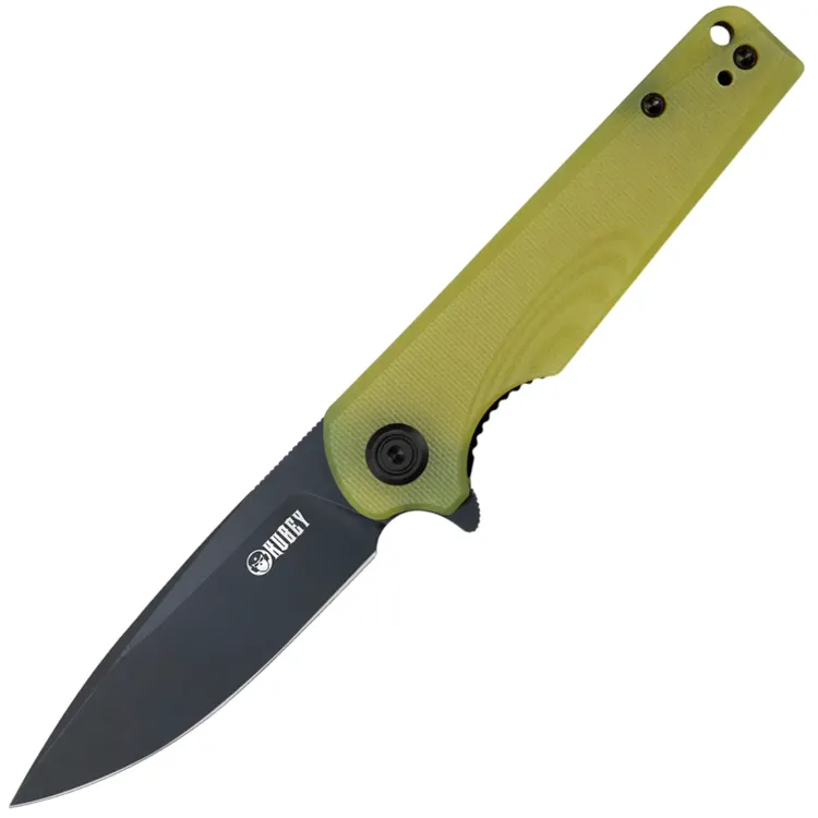Нож Kubey Wolverine blackwash сталь D2 рукоять Translucent Yellow G10