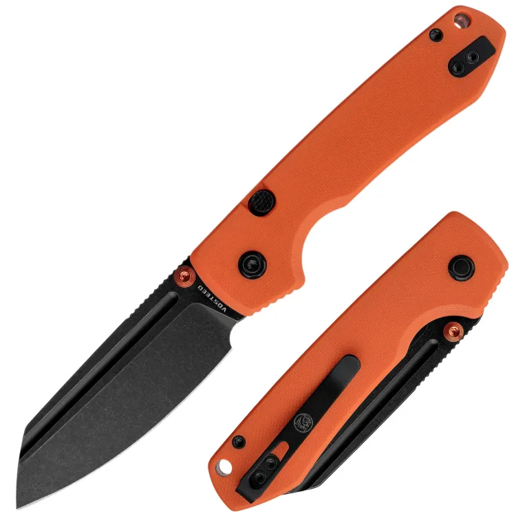Нож Vosteed Raccoon TLL Sheepsfoot blackwash сталь 14C28N рукоять Orange G10