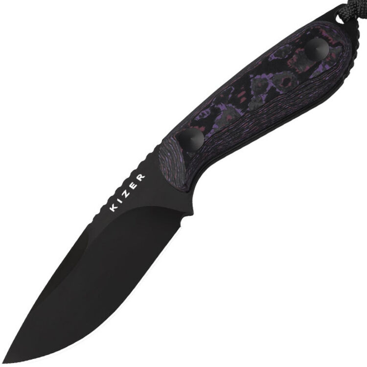 Нож Kizer Buddy DLC сталь CPM-4V рукоять Purple Haze FatCarbon