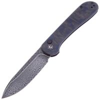 Нож CIVIVI Button Lock Elementum сталь Damascus рукоять Blue Shredded CF (C2103DS-1)