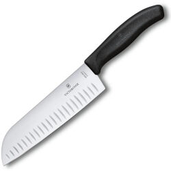 Нож кухонный Victorinox Santoku fluted edge черный (6.8523.17)