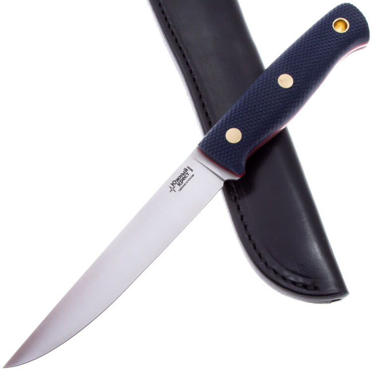 Нож Южный Крест Рыбацкий L сталь N690 рукоять микарта синяя (219.0956)