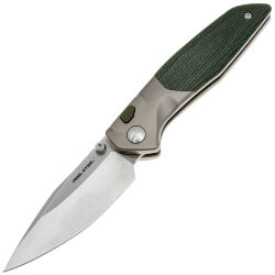Нож Real Steel Hoeft satin сталь S35VN рукоять Titanium/Green Micarta (7901GM)