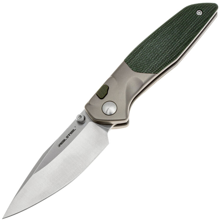 Нож Real Steel Hoeft satin сталь S35VN рукоять Titanium/Green Micarta (7901GM)