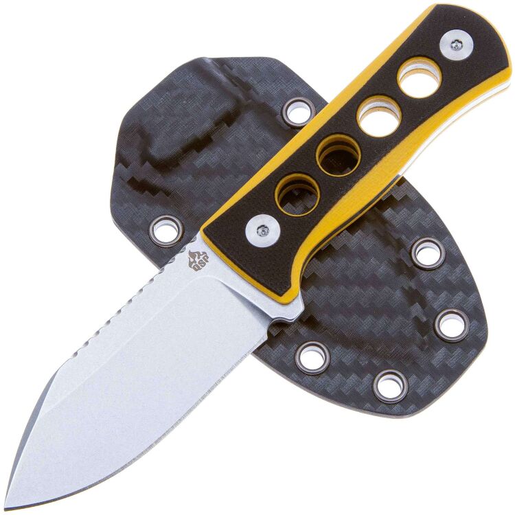 Нож QSP Canary stonewash сталь 14C28N рукоять Black/Yellow G10 (QS141-A1)