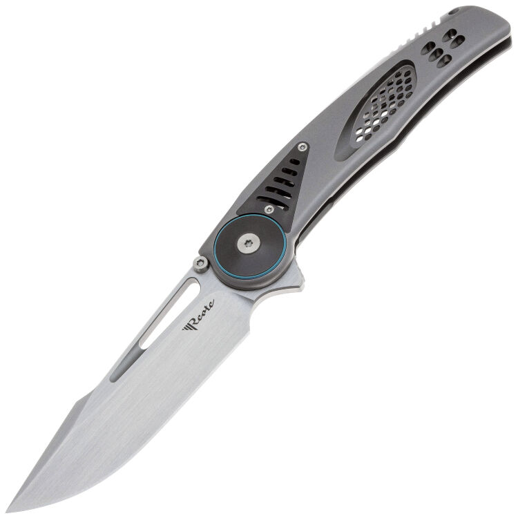 Нож Reate GTR satin сталь M390 рукоять beadblast Titanium/Zirconium/Gray clip