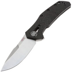 Нож ZT 0308CF сталь M390 stonewash рукоять Ti/Carbon Fiber