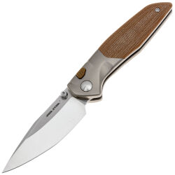 Нож Real Steel Hoeft satin сталь S35VN рукоять Titanium/Natural Micarta (7901NM)