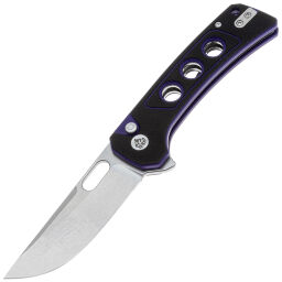 Нож QSP Unicorn stonewash сталь 14C28N рукоять Black/Purple G10 (QS156-B1)