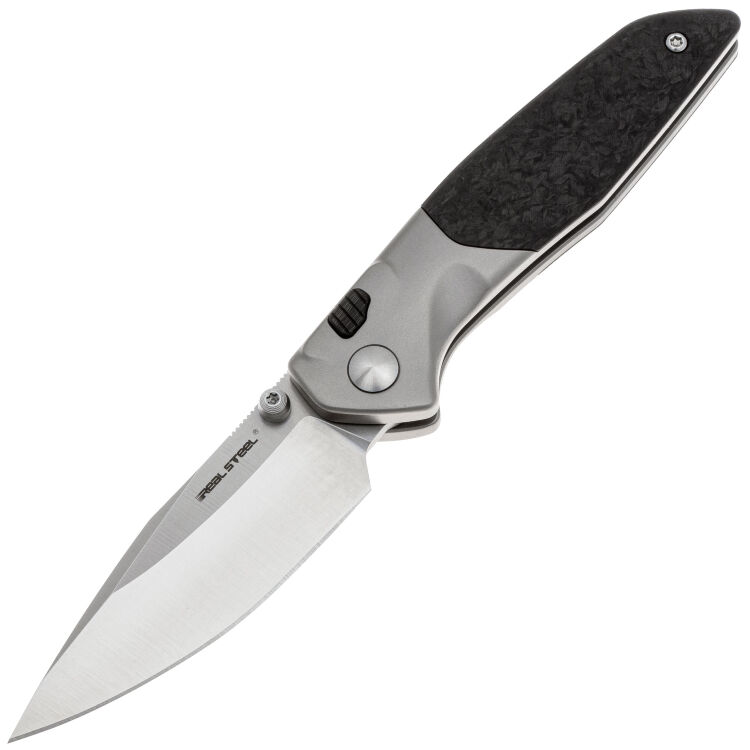 Нож Real Steel Hoeft satin сталь S35VN рукоять Titanium/Shred Carbon Fiber (7901SF)