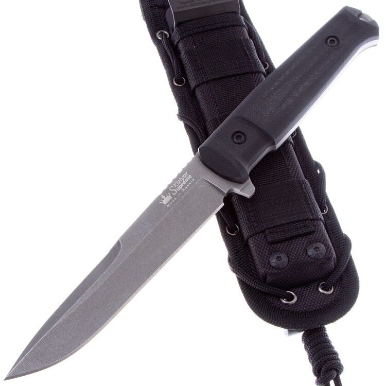 Нож Kizlyar Supreme Alpha сталь D2 Tacwash, рукоять Black G10