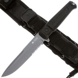 Нож Kizlyar Supreme Alpha serrated сталь D2 Tacwash рукоять Black Kraton