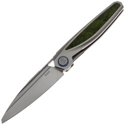 Нож Rike Baidi сталь M390 рукоять Grey Ti/Green CF