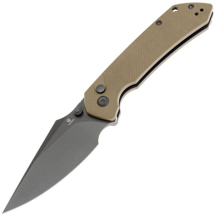 Нож Tenable Fenrir Button Lock grey TiCn сталь 14C28N рукоять Sand G10
