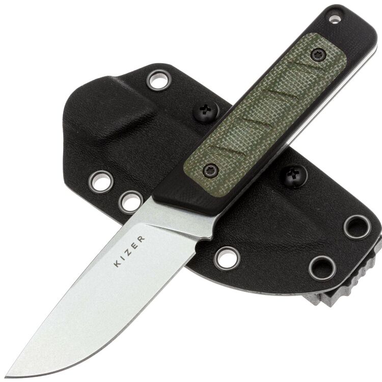 Нож Kizer Smolt stonewash сталь 14C28N рукоять Micarta/Black G10