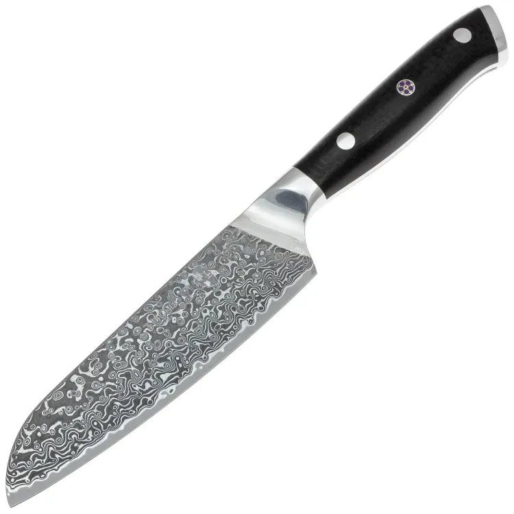 Нож кухонный TuoTown D.JS Мини Сантоку 130 сталь VG-10/Damascus рукоять Black G10