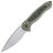 Нож WE Knife Button Lock Kitefin satin сталь CPM-20CV рукоять Green Ti/Jungle Wear FatCarbon