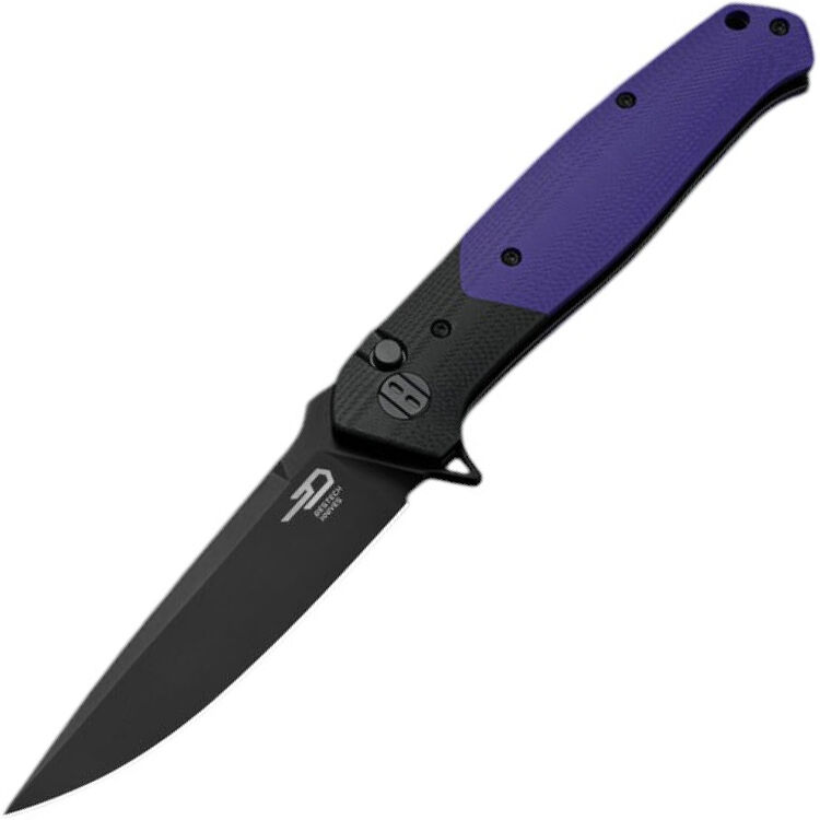 Нож Bestech Swordfish Button Lock black PVD сталь 14C28N рукоять Black/Purple G10 (BG62C)