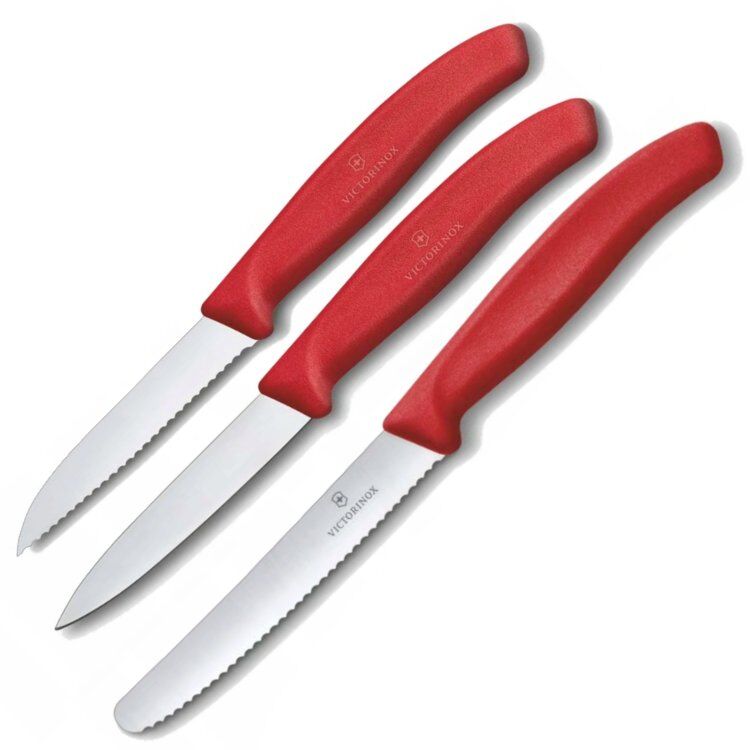 Набор Victorinox три овощных ножа с красными рукоятями (6.7111.3)
