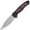 Нож WE Knife Button Lock Kitefin сталь Fafnir Damasteel рукоять Black Ti/Nebula FatCarbon