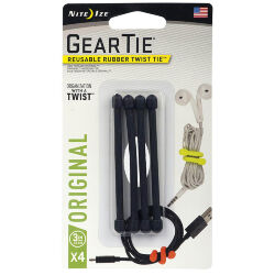 Гибкие стяжки Nite Ize Gear Tie 3" Black 4pack (GT3I-4PK-01)